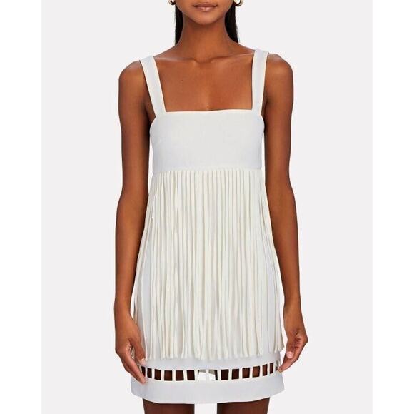$650 Alexis SASKIA Alabaster Sleeveles Mini Fringe Dress Sz M Bridal Wedding - Picture 10 of 16